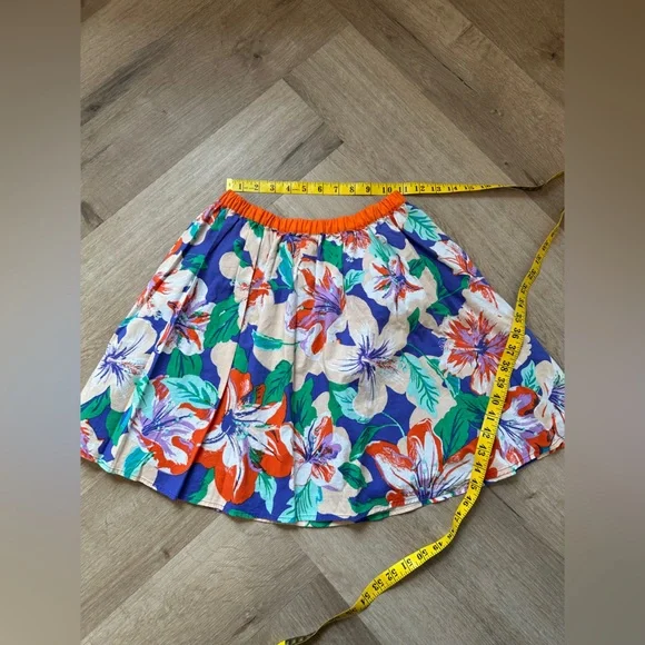 Flying Tomato Vibrant Orange and Purple Floral Print Lined Skirt - Picture 7 of 7